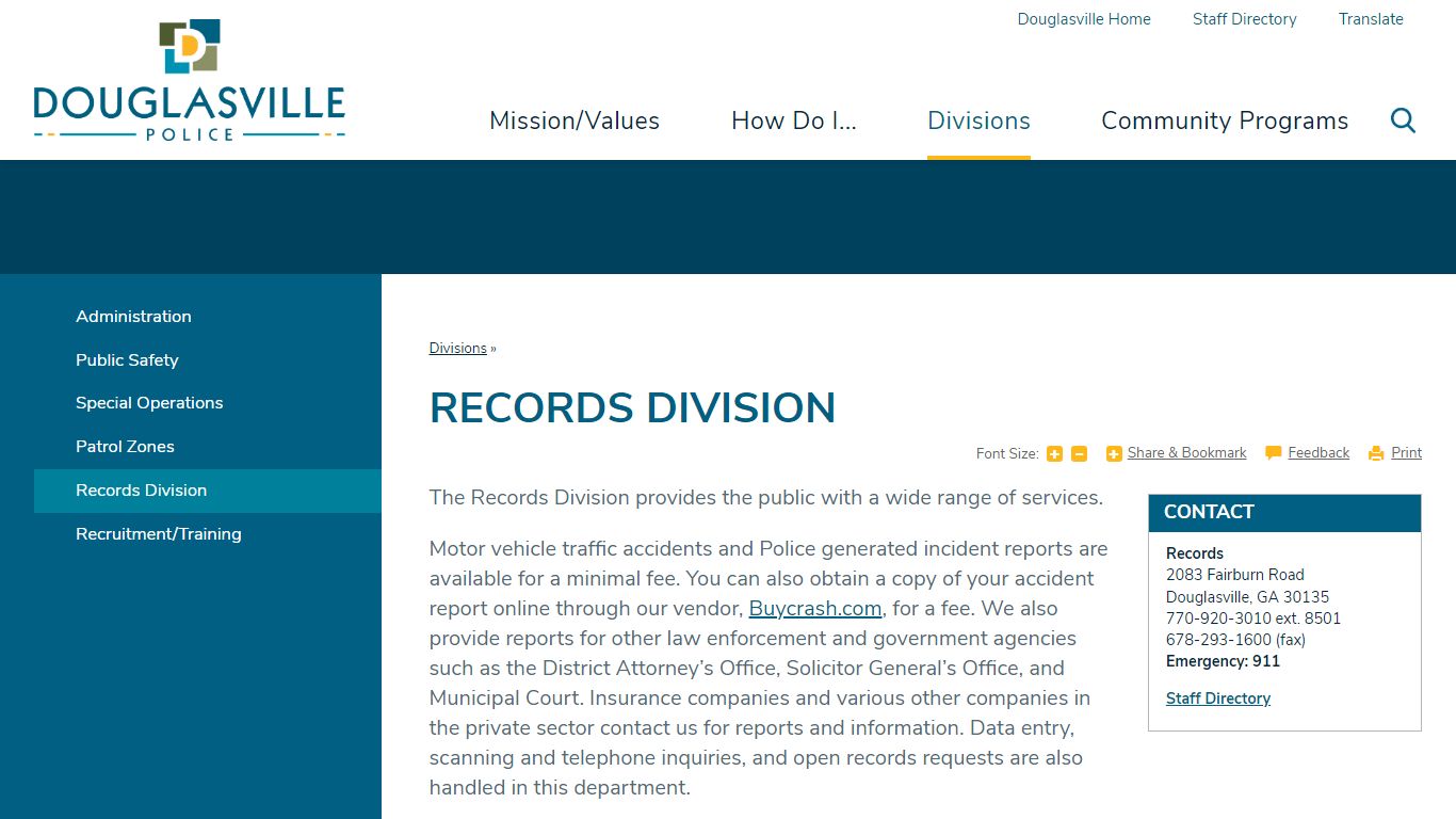 Records Division | City of Douglasville, GA